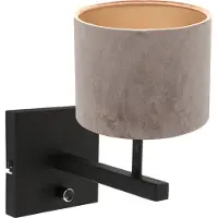 Steinhauer Wandleuchte Sparkled Light 1-flammig Mattschwarze Amatur mit Stoffschirm 11x17,7cm