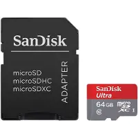 SanDisk microSDXC Ultra 64GB, 64 GB, MicroSDXC, Klasse 10, UHS-I, 80 MB/s, Grau, Rot