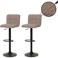 Mendler 2er-Set Barhocker MCW-G87, Tresenhocker Barstuhl, höhenverstellbar drehbar, Stoff Boucle (450g/m²) MVG taupe