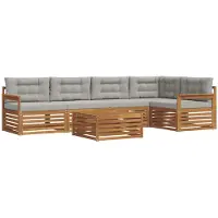 vidaXL Outdoor-Sofagarnitur 6 stk. Natürlich und Hellgrau