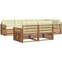 vidaXL Outdoor-Sofagarnitur 7 stk. Natur und Creme