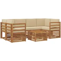 vidaXL Outdoor-Sofagarnitur 7 stk. Natur und Beige Massivholz Akazie
