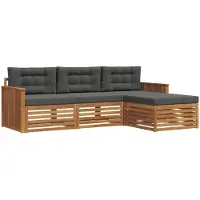 vidaXL Outdoor-Sofagarnitur Natur und Anthrazit 249,5 x 162,5 x 73 cm