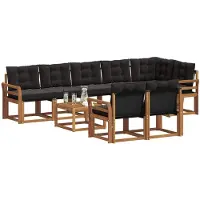 vidaXL Outdoor-Sofagarnitur 9 stk. Natürlich und Schwarz