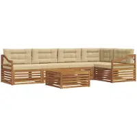 vidaXL Outdoor-Sofagarnitur 6 stk. Natur und Beige