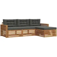 vidaXL Outdoor-Sofagarnitur 4 stk. Natur und Anthrazit