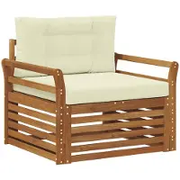Syfax Outdoor-Sofa Massives Akazienholz und Polyester Natur und Creme