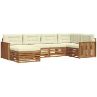 vidaXL Outdoor-Sofagarnitur 6 stk. Natur und Creme