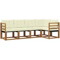 vidaXL Outdoor-Sofagarnitur 5 Stk. Natur und Creme