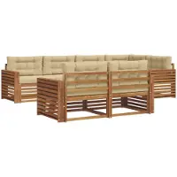 vidaXL Outdoor-Sofagarnitur 7 Stk. Natur und Beige