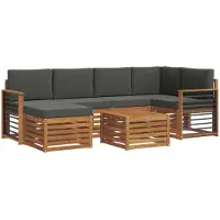 Syfax Ecksofa Set 7 pcs Natur und Anthrazit Massivholz Akazie