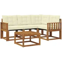 vidaXL Outdoor-Sofagarnitur 5 stk. Natur und Creme
