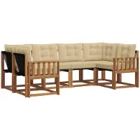 vidaXL Outdoor-Sofagarnitur 6 stk. Natur und Beige