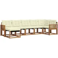 vidaXL Outdoor-Sofagarnitur 7 stk. Natur und Creme