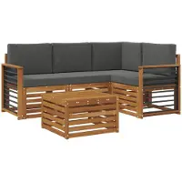 vidaXL Outdoor-Sofagarnitur mit Kissen 5 pcs Natur und Anthrazit