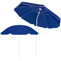 Springos Sonnenschirm Strandschirm Durchmesser 160 cm Gartenschirm Kippfunktion Klappbar inkl. Schutzhülle Höhenverstellbar Sonnenschutz für Balkon