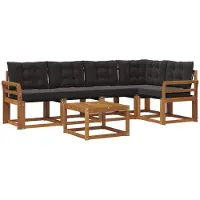 vidaXL Outdoor-Sofagarnitur 6 stk. Natürlich und Schwarz