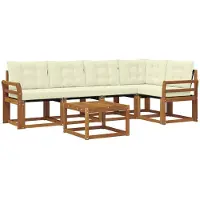 vidaXL Outdoor-Sofagarnitur 6 stk. Natur und Creme