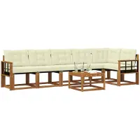 vidaXL Outdoor-Sofagarnitur 7 stk. Natur und Creme