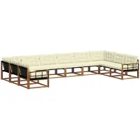 vidaXL Outdoor-Sofagarnitur 10 Stk. Natur und Creme
