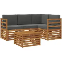 vidaXL Outdoor-Sofagarnitur 5 stk. Natur und Anthrazit Polyester