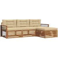 vidaXL Outdoor-Sofagarnitur 4 stk. Natur und Beige