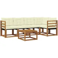 vidaXL Outdoor-Sofagarnitur 6 stk. Natur und Creme