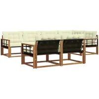vidaXL Outdoor-Sofagarnitur 7 Stk. Natur und Creme