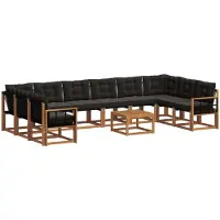 vidaXL Outdoor-Sofagarnitur 11 stk. Natürlich und Schwarz