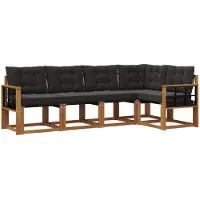 vidaXL Outdoor-Sofagarnitur 5 stk. Natürlich und Schwarz