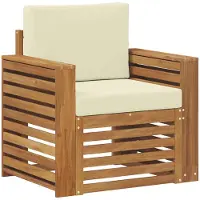 vidaXL Outdoor-Sofa Massives Akazienholz und Polyester Natur