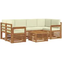 vidaXL Outdoor-Sofagarnitur 7 stk. Natur und Creme Massivholz Akazie