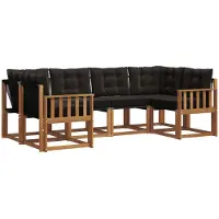 vidaXL Outdoor-Sofagarnitur 6 stk. Natürlich und Schwarz