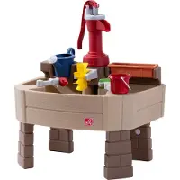 Step2 Pump & Splash Discovery Wasserspieltisch mit Pumpe | Wassertisch aus Kunststoff für Kinder in Graun & Rot | Wasser Spielzeug für den Garten mit 8-teiligem Zubehörset
