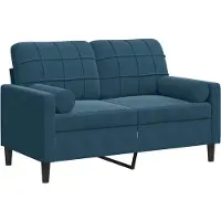 vidaXL 2-Sitzer-Sofa mit Zierkissen Blau 120 cm Samt