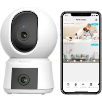 Arenti P3TT - 3 MP Überwachungskamera für Innenbereiche mit Zwei Objektiven, Schwenk- und Neigefunktion, 2,4 GHz und 5 GHz Dual-Band WLAN, Automatische Verfolgung und Geräuscherkennung
