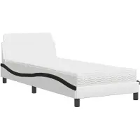 Syfax Bett mit Matratze "Dover" Weiß und Schwarz 80x200 cm Kunstleder