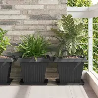 Prolenta Maison Exclusive - Quadratisches Blumentablett 24 pcs Schwarz 32 x 32 x 2,5 cm