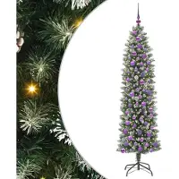 Syfax Künstlicher schlanker Weihnachtsbaum Grün und Weiß 180 cm