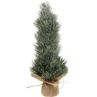 Viana Mini Weihnachtsbaum künstlich, beschneit im Jutesack, Winter-Deko, Tischdeko H41cm