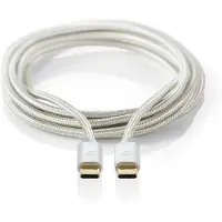 Nedis USB-Kabel - USB 3.2 Gen 2 - USB-C Stecker - USB-C Stecker - 100 W - 4K@60Hz - 10 Gbps - Vergoldet - 1.00 m - Rund - Geflochten / Nylon - Aluminium - Verpackung mit Sichtfenster