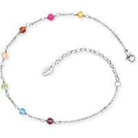 Engelsrufer Fußkette "Glasperlen", bunt (edelstahlfarben, gelb, pink, braun, natur, grün, blau, gelb, pink, braun, natur, grün, blau), Fußketten, Damen, Edelstahl, Fußkette, mit Glassteinen