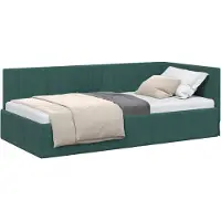vidaXL Eckbettgestell mit Kopfteil Dunkelgrün 100 cm x 200 cm Samt