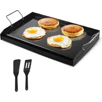 Vevor Grillplatte Grillpfanne Karbonstahl universelle rechteckige Platte (605 x 360 mm) mit flacher Oberseite