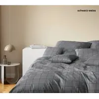 Elegante Mako-Satin-Bettwäsche-Garnitur Crossover Farbe Schwarz-Weiss Größe 155x220+40x80