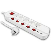 World-trading-net Tischsteckdose mit Einzelschaltung 5-fach & 2x USB