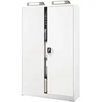 DELUKE Aktenschrank abschließbar KADO - 5 Ebenen, Flügeltüren | Metallschrank Werkstatt Büroschrank aus Stahl Werkzeugschrank, 185x115x40cm Weiß