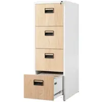 DELUKE Hängeregisterschrank abschließbar TION - 4 Schubladen mit Schloss | Aktenschrank Büroschrank aus Stahl Metallschrank, 132x46x62cm Weiß-Sonoma Eiche