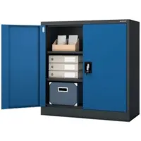 DELUKE JAN NOWAK Aktenschrank Abschließbar BEATA mit Flügeltüren 93 x 90 x 40 cm Anthrazit-Blau