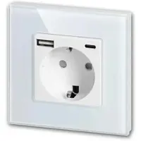 World-trading-net UP-Steckdose mit USB-A&-C Ladeg Glas-Rahmen Weiß